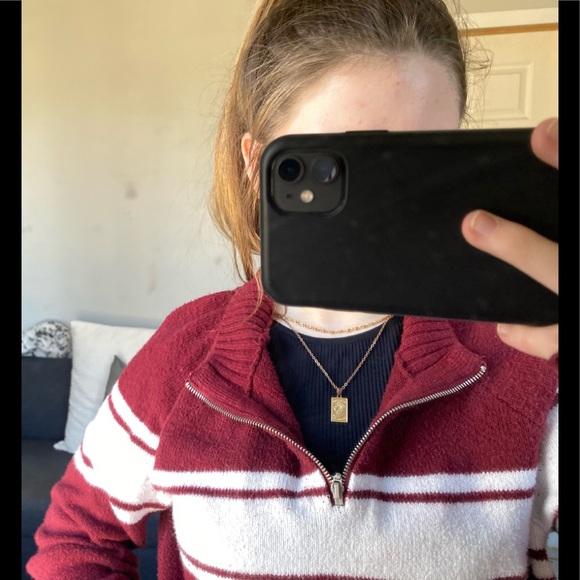 Hollister Red and White Zip-Ip Sweater - Picture 4 of 12
